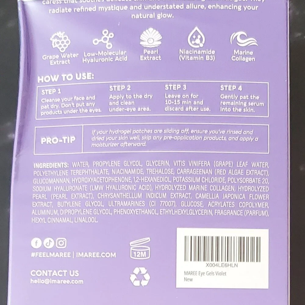 Maree Marine Collagen Under Eye Patches  20 Pairs  Brand New